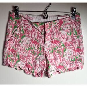 Lilly Pulitzer Shorts Womens‎ Size 00 The Buttercup Scallop Hem Flamingo Print